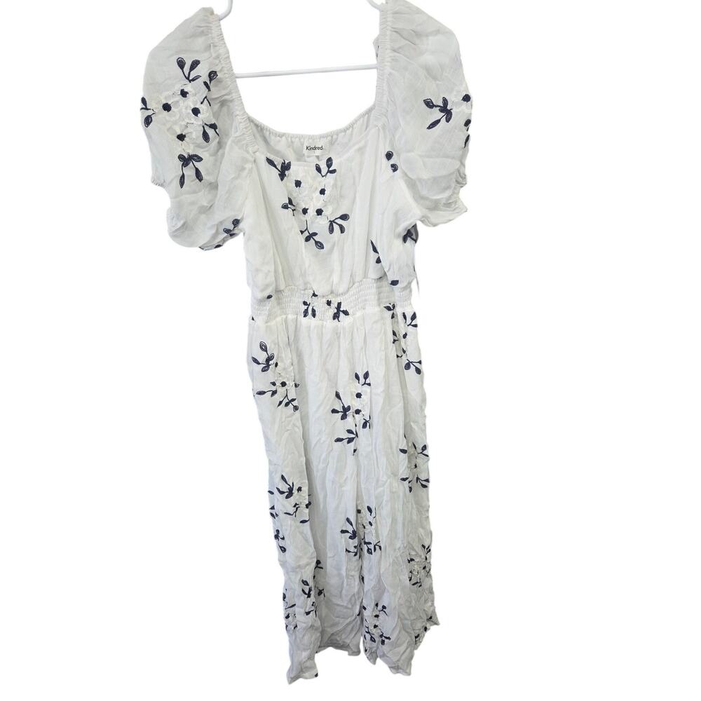 Anthropologie White Floral-Embroidered Jumpsuit